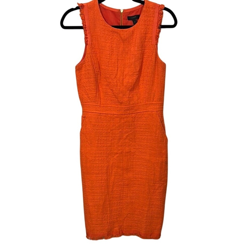 J. Crew Orange Tweed Sleeveless Sheath Mini Dress